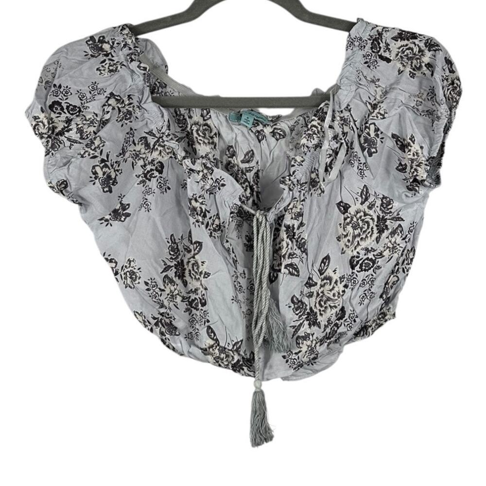 Mint Vanilla Light Blue Floral Cropped Top Size 8